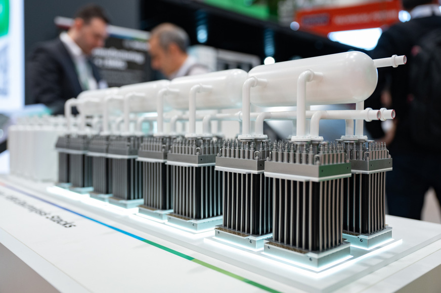 Neuigkeiten gab es auch bei den Unternehmen reichlich (hier ein Elektrolyseur im Modell bei Bosch).&nbsp;