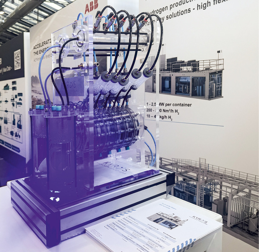 Modell eines Elektrolyseurs am Stand von Kyros Hydrogen Solutions.