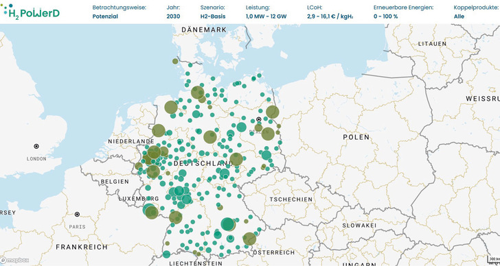 Viele Industrie- und Ballungszentren sind gute Elektrolyse-Standorte.