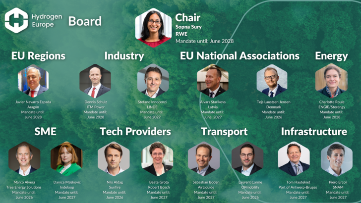 Der aktuelle Vorstand von Hydrogen Europe 