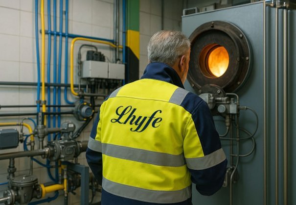 Verbrennungstest in einem industriellen Hochtemperaturprozess, bei dem Erdgas schrittweise durch Wasserstoff ersetzt wurde.