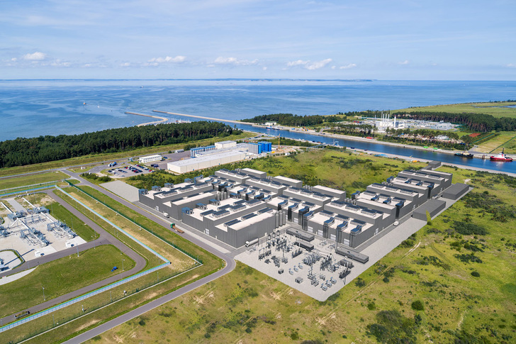 Visualisierung von Lubmin: So könnte der künftige Standort für die geplante 100 MW-Elektrolyse-Anlage aussehen.