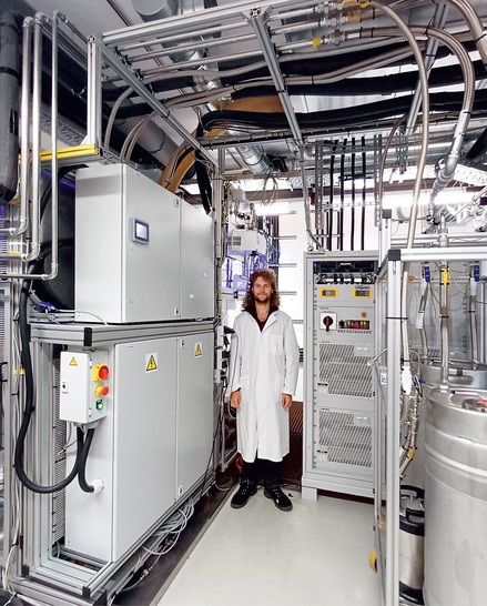 Teststandaufbau für die Elektrolysezellen 