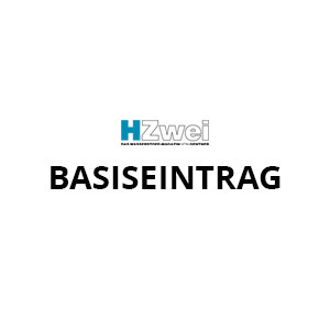 Logo "HZwei" über dem fettgedruckten deutschen Wort "BASISEINTRAG" auf weißem Hintergrund. Zentrum für Sonnenenergie- und Wasserstoff-Forschung Baden-Württemberg (ZSW)